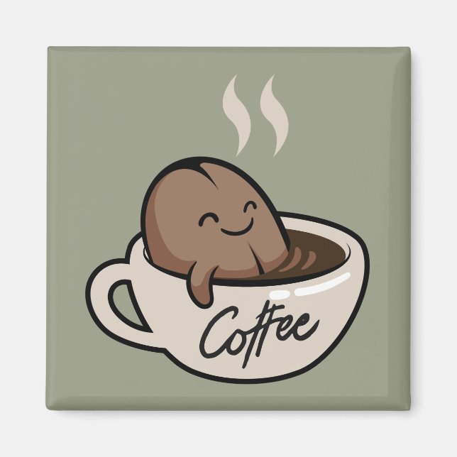Aimant Adorable drôle café l Drôle dessin animé bain mign (Devant)