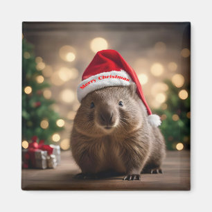 Aimant adorable Noël Wombat,
