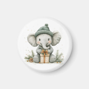 Aimant adorable série de Noël animal bébé éléphant