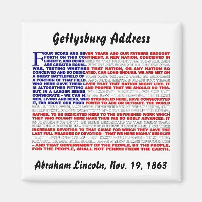 Aimant Adresse Gettysburg (Devant)