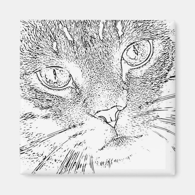 Aimant Adulte à colorier : Visage de chat (Devant)