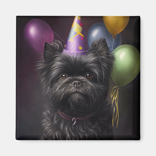 Aimant Affenpinscher Chien Ballons d'anniversaire (Devant)