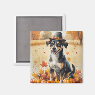 Aimant Affenpinscher dans l'art de Thanksgiving des feuil