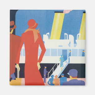 Aimant Affiche belge de ferry d'art déco