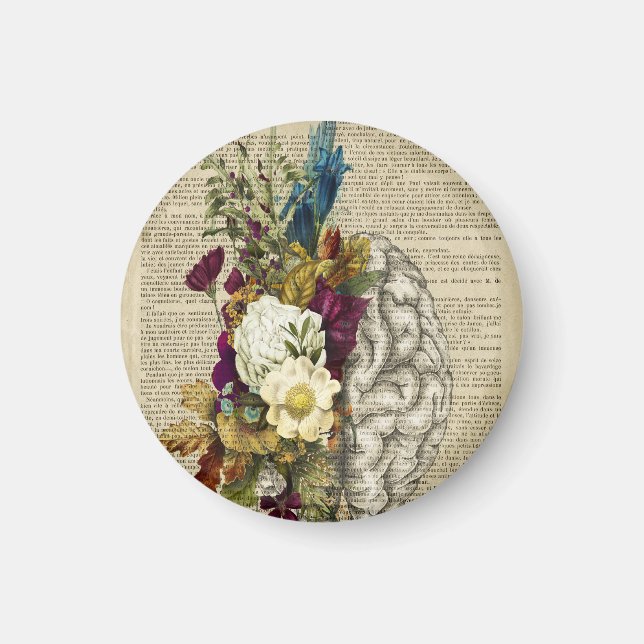Aimant affiche d'anatomie du cerveau floral médical (Devant)