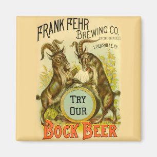 Aimant Affiche de bière Bock vintage : Antique Goat Saloo