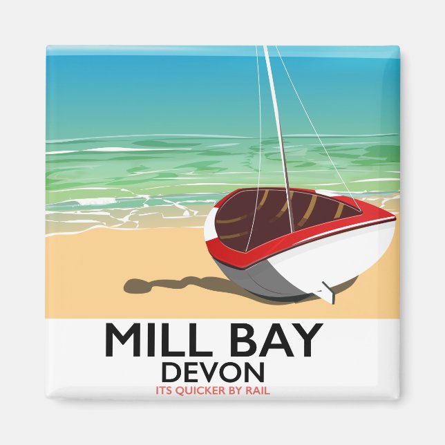 Aimant Affiche de chemin de fer Mill Bay Devon (Devant)