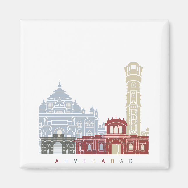 Aimant Affiche de la ligne d'horizon Ahmedabad (Devant)