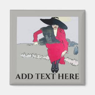 Aimant Affiche de mode vintage, ajouter du texte