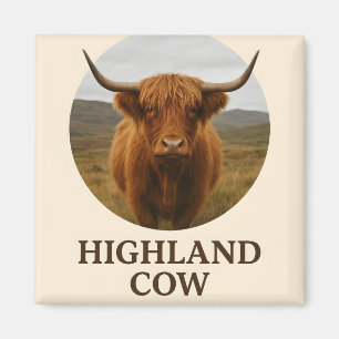 Aimant Affiche de portrait de vache des Highlands avec "V