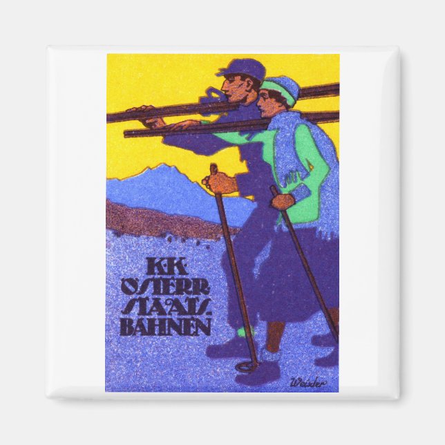 Aimant Affiche de ski autrichienne 1910 (Devant)