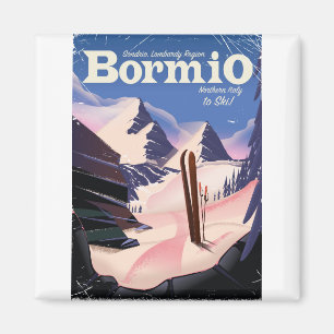 Aimant Affiche de ski de Bormio, Sondrio, région de Lomba
