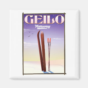Aimant Affiche de voyage à ski Geilo, Norvège