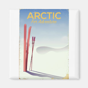 Aimant Affiche de voyage d'aventure vintage de ski arctiq