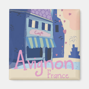 Aimant Affiche de voyage de dessin animé d'Avignon France