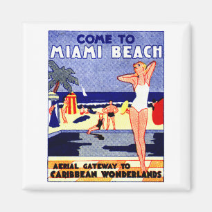 Aimant Affiche de voyage de Miami Beach 1925