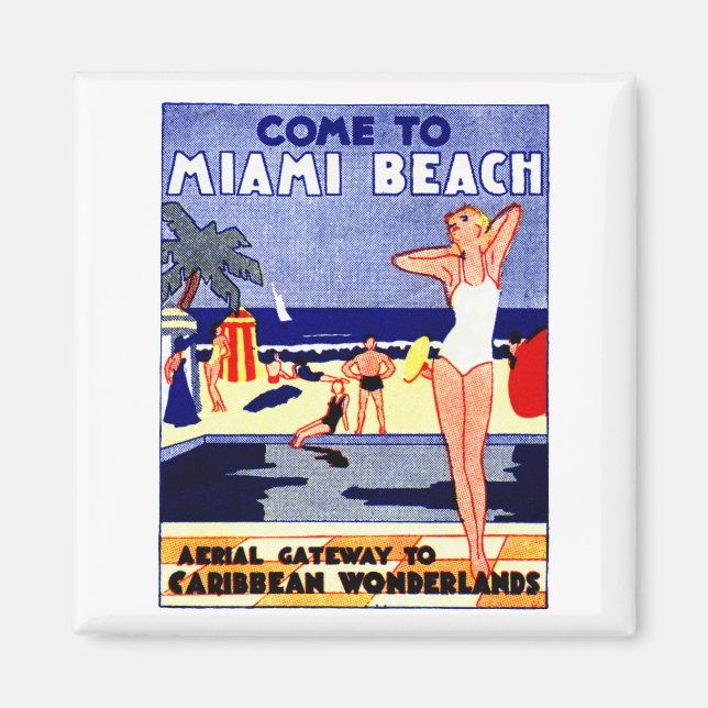 Aimant Affiche de voyage de Miami Beach 1925 (Devant)