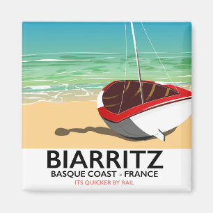 Aimant Affiche de voyage de plage Biarritz France