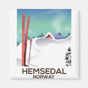 Aimant Affiche de voyage de ski de Hemsedal Norvège
