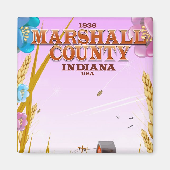 Aimant Affiche de voyage du comté de Marshall '1836' Indi (Devant)
