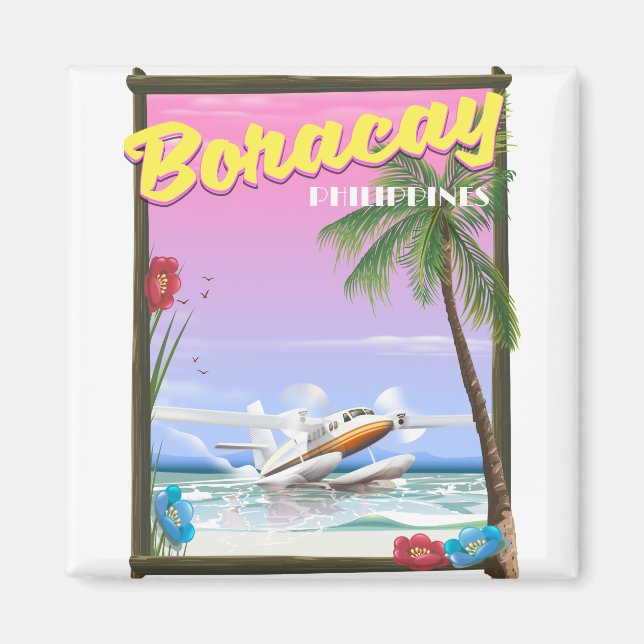 Aimant affiche de voyage sur la plage de Boracay aux Phil (Devant)