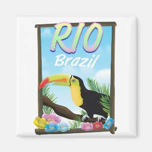 Aimant Affiche de voyage Toucan Rio Brésil