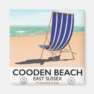 Aimant Affiche de voyage vintage de Cooden Beach East Sus