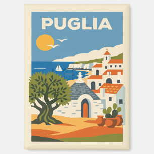Aimant Affiche de voyage vintage de la côte de Pouilles I