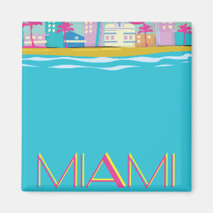 Aimant Affiche de voyage vintage Miami années 80