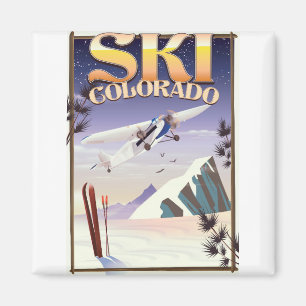 Aimant Affiche de voyage vintage Ski colorado