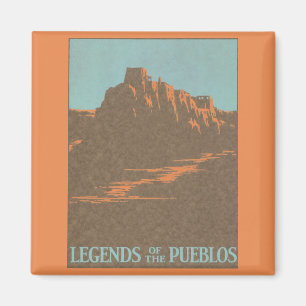 Aimant Affiche de voyage vintage, Taos Pueblos, Nouveau-M