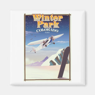 Aimant Affiche de voyage vintage Winter Park colorado
