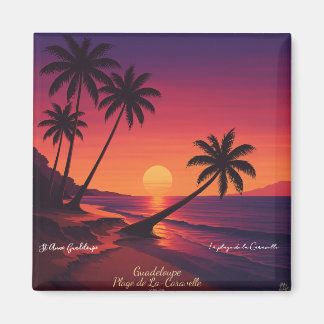 Aimant Affiche rétro Plage de La Caravelle Guadeloupe
