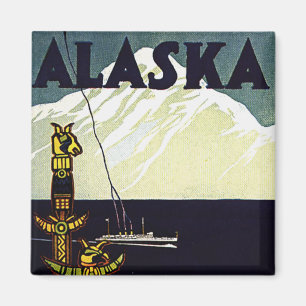Aimant affiche vintage de l'Alaska