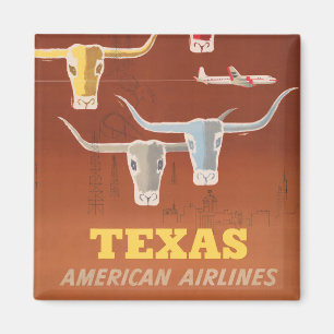 Aimant Affiche Voyage Pour American Airlines Vers Texas