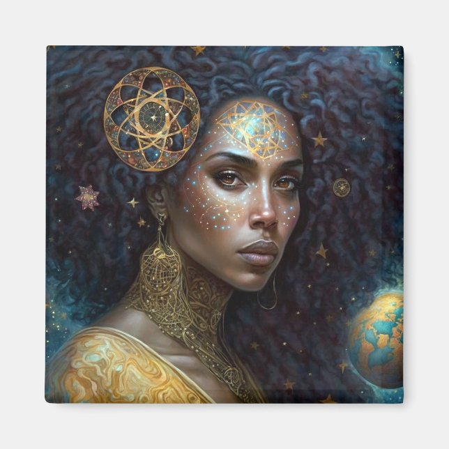Aimant African American Black Goddess Queen Imaginaire Ar (Devant)