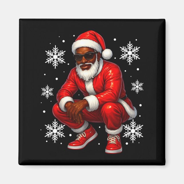 Aimant African American Cool Santa Claus Christmas Pajama (Devant)