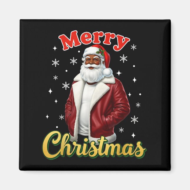 Aimant African American Santa Christmas Cool Black X-mas  (Devant)