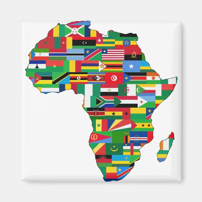 Aimant Afrique Pays du continent Drapeaux Carte Nations (Devant)