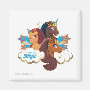 Aimant Afro Unicorn "Fabriqué en magie" Trio Design