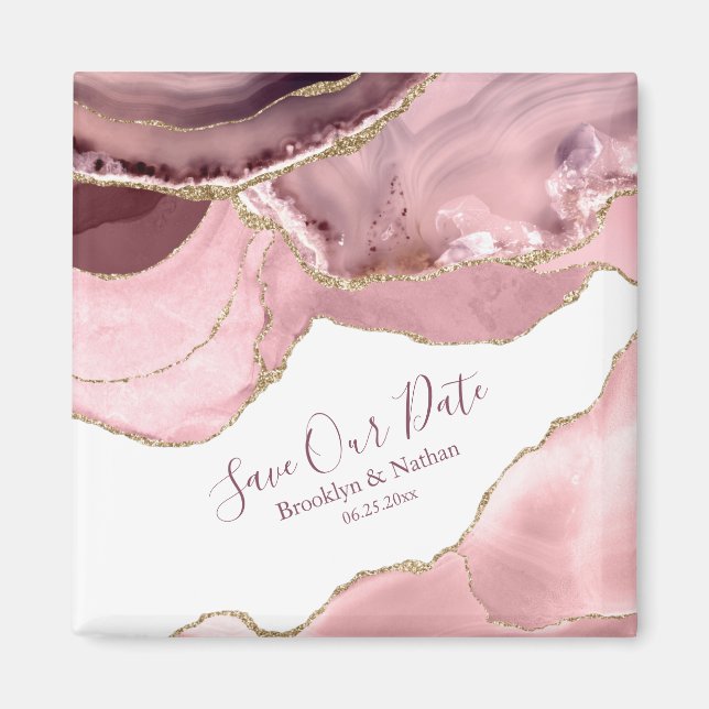 Aimant Agate de vidage rose Enregistrer la date (Devant)