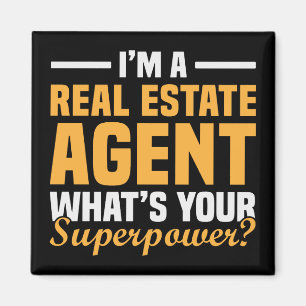 Aimant Agent immobilier minimaliste drôle Superpouvoir