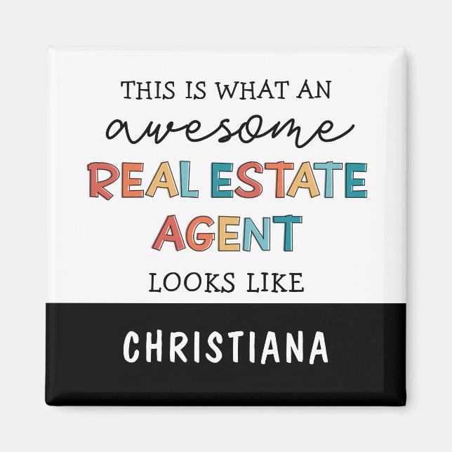 Aimant Agent Immobilier Personnalisé Drôle Awesome Réalis (Devant)