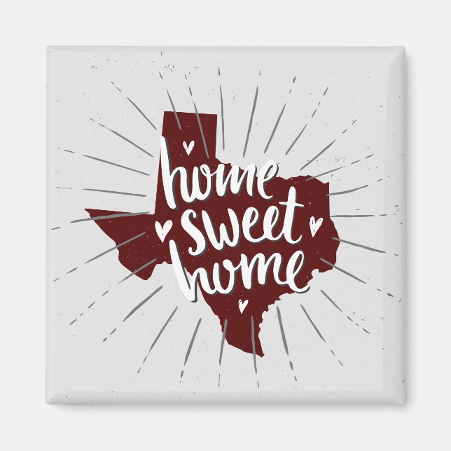 Aimant Aggie Maroon Home Sweet Home Texas (Devant)