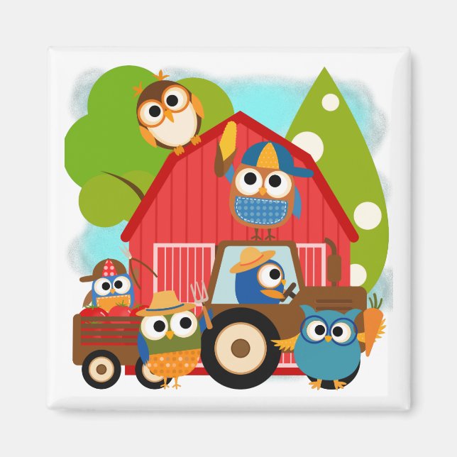 Aimant Agriculteurs de hibou (Devant)
