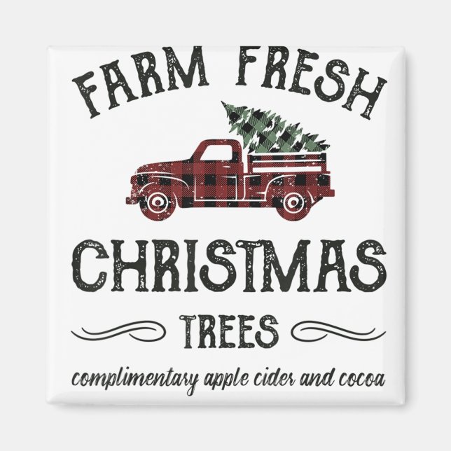 Aimant Agritourisme Festive Chemise Arbres de Noël Fraîch (Devant)