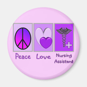 Aimant Aide en soins infirmiers Peace Love