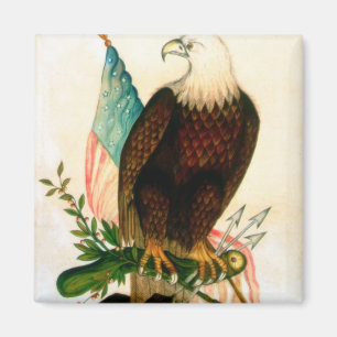 Aimant Aigle chauve avec le drapeau