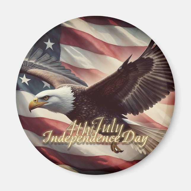 Aimant Aigle du 4 juillet avec drapeau américain (Devant)