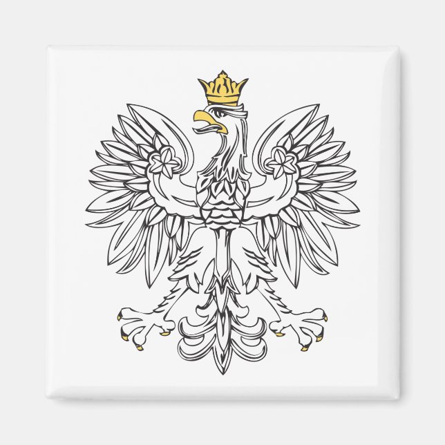 Aimant Aigle Polonais Avec Couronne Or (Devant)
